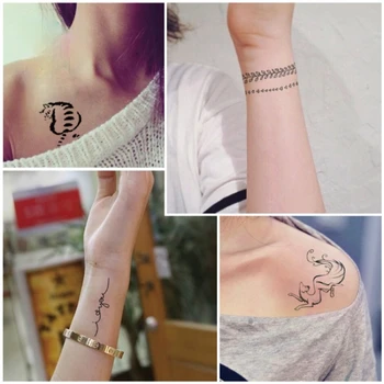 Kūno Menas vandeniui laikinos tatuiruotės Gražios apyrankės dizainas mažos raidės ant rankos piršto peties netikrą tatuiruotę lipdukas