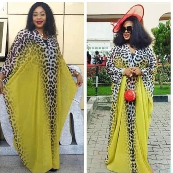 Elegantiška Vintage Leopard Kratinys Šifono Suknelė Moterims 2 Vienetų Komplektas heidi bazin Kaftan Boubou Raglan Rankovės Ilgos Suknelės su Vidiniu
