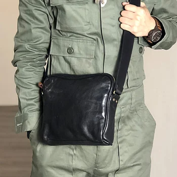 Naujas grynas rankų darbo odos vyriški maišelį retro cross kūno mažas kvadratas baotou sluoksnis plauti buivolo odos atsitiktinis vyrų krepšys
