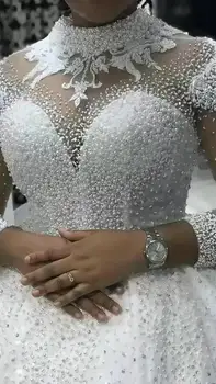 Afrikos Kamuolys Suknelė Prabanga, Aukštos Kokybės Vestuvių Suknelės ilgomis Rankovėmis Nuotakos Suknelės pagal Užsakymą