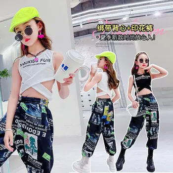 Kid ' s Džiazo Šokių Vaikų Hip-hop Streetwear Mergaičių Camo Pantsuits Kostiumai Būgno Naudingumo Drabužiai