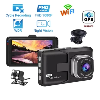 Brūkšnys Cam WiFi Full HD 1080P Automobilių DVR Galinio vaizdo Kamera Vaizdo įrašymo Black Box Naktinio Matymo Auto Dashcam Automobilių Kameros GPS Tracker