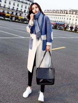 Vilnoniai paltai moterų vidutinio ir ilgo stiliaus 2020 m. rudens ir žiemos naujas slim montavimo sujungimas populiarus vilnonis paltas