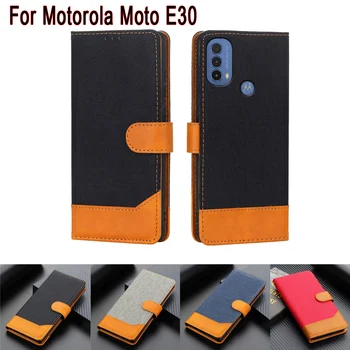 Piniginės Odos Atveju Motorola Moto E30 Dangtelį, Apversti Magnetinių Kortelių Stovas Telefono Apsauginis Apvalkalas Knyga 