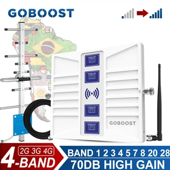 GOBOOST 4 Juostos Ląstelių Signalo Stiprintuvas LTE 2G 3G 4G Tinklo Kartotuvu 850 1800 2100 1900 1700 LTE 700 800 2600 MHz Korinio ryšio Stiprintuvas