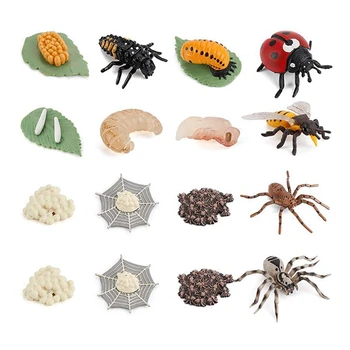 16PCS Modeliavimas Gyvūnų Modeliai Gyvavimo Ciklo Paveiksle Biedronka Bičių Voras, Realus Gyvūnų Gyvenimo Ciklo Statulėlės Žaislas