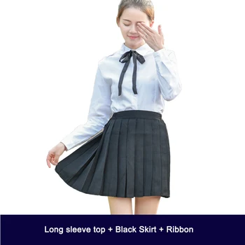 Korėjos Mokyklos Vienodos Rinkiniai Mergaitėms Berniukai Sailor Viršūnes+Kaklaraištis+Sijonas Britų karinio jūrų Laivyno Koledžo Mokinių Drabužių Plius Dydis C28156AD