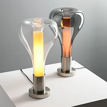 Šiuolaikinės Kūrybos LED Stalo Lempa Miegamojo Lovos E27 Dūmo/skaidrus Stiklas Stalas Šviesos Šiaurės Tyrimas Kambarį Namuose Deco Art Įrenginiai