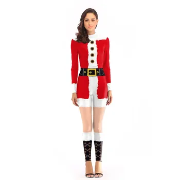 Plus Size Naujųjų Metų Kalėdinių Kostiumų santa claus kostiumu mergina raudona jumpsuits Suaugusių moterų Išgalvotas Cosplay kostiumas