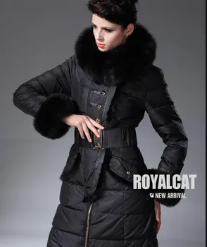 Royalcat 2022 m. Žiemos striukė moterims žemyn striukės Lapės kailiniai Moterims, ' r žemyn kailio tikro kailio gaubtas žemyn viršutiniai drabužiai parkas ilgų palaidų parko
