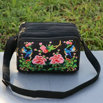 Nacionalinės Dukart veido siuvinėjimo moterų rankinės pirkinių!Gražus gėlių aplikacija lady peties&Crossbody krepšyje Karšto keturių sluoksnių krepšiai