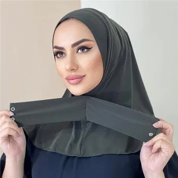 Naujas Momentinis Jersey Hijab Undercap Hijabs Moteris Musulmones Moteris Hijab Bžūp Pilnas draudimas Snap Užtrauktuku Galvos Apsiaustas Šalikas Islamas Turbaną