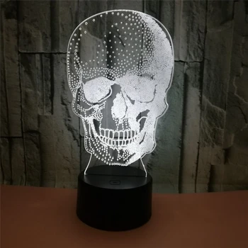 Nuostabi Kaukolė 3D Naktį Šviesos diodų (LED) USB Lempa Helovinas Punisher Nuotaika Spalvinga Bijo Temą Žibintai Namų Decration