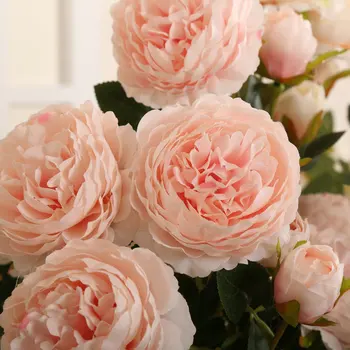 7Pcs/pak 3 Vadovai Bijūnas Dirbtinių Gėlių, Vestuvių Fonas Sienos Gėlių kompozicijų Namų Dekoravimo Camellia Rožių Puokštė