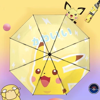 Visiškai Automatinė Vaikų Skėtis Pokemon Anime Pikachu Animacinių filmų Vėjo Skėtis Vyrų Lietaus Įrodymas Moterų skėtį nuo saulės Ultravioletinės