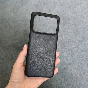 natūralios odos Medžiaga Rankų darbo prabangūs Telefono dėklas Xiaomi Mi 11 Ultra atveju Vintage stiliaus dangtelis Juodas