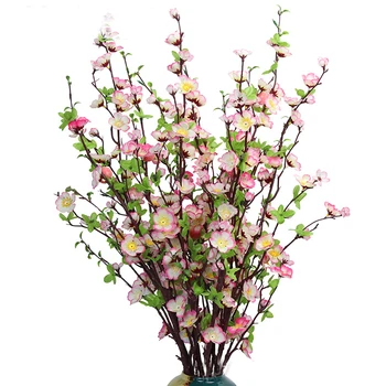 1pc Modeliavimas Peach Blossom Dirbtinių Gėlių Filialas Namų Kambarį Gėlių kompozicijų Dekoro Ilgai Filialas Netikrą Gėlės