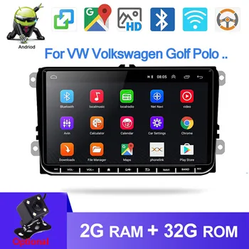 Automobilio Radijas VW Volkswagen Golf Polo Tiguan Passat b7 b6 Touran 2DIN Android 9.1 Automobilio Multimedijos grotuvas GPS navigaciją 2G+32G