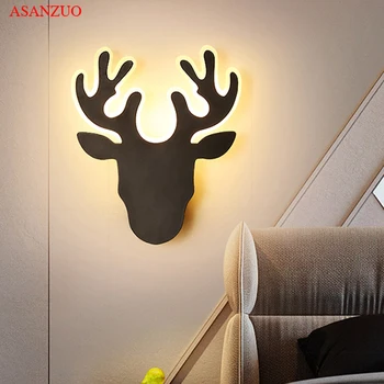 Šiuolaikinių LED sienos lempos kūrybos elnių galvos formos akrilo sieniniai šviestuvai miegamajame naktiniai staleliai, lempa gyvenamojo kambario, Vaikų kambario dekoravimas