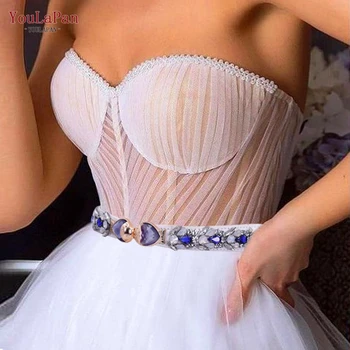 YouLaPan S57-D Vestuvių Diržų Suknelė Kristalų Aplikacijos Nuotakos Diržas Moterų Suknelė Varčios Drabužių Baltas Diržas su Diržo kalnų krištolas
