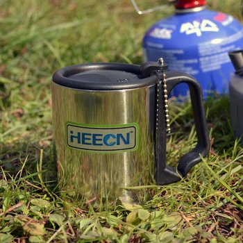 free shiping kempingas puodelis Heecn lauko nerūdijančio plieno taurės pėsčiųjų sagtis taurės kompasas sukasi padengti 220ml