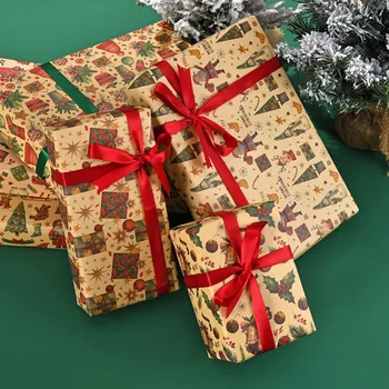 Kalėdų Vyniojamasis Popierius Derliaus Sunkvežimis Sniego, Kalėdų Varpai Modelis Kalėdų Dovana Vyniojimo Popieriaus Naujųjų Metų Šaliai Dovanų Paketas