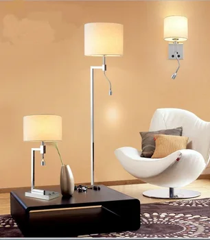 Paprastas audinys grindų lempos atspalvis Modernus minimalistinio sienos ir stalo šviesaus plieno LED lempos kambarį miegamasis viešbučio kambariai šviesos FG522