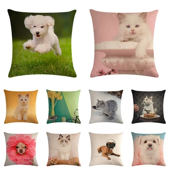 Gyvūnų Katė, Šuo, Dekoratyvinės Pagalvėlės, Pagalvėlės Dangtis Medvilnės Užvalkalas Pillowcover cojines para sofa Cuscini Apdailos ZY903
