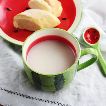 Karšto vandens pardavimo taurės kūrybos mielas vaisių puodelis puodelis keramikos pora kavos puodelio pusryčių puodelis su šaukšteliu Logotipą
