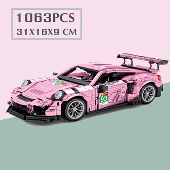 Nauji Techniniai 1063PCS GT-3 Pink Super Automobilių Lenktynių Žaislų modelių Kūrimo Blokus, Plytas Gimtadienis 