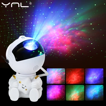 Astronautas Projektorius Žvaigždėtas Dangus Galaxy Star Naktį Šviesos diodų (LED) Lempos USB Sukasi Namų Dekoro Miegamojo Dekoratyviniais Vaikų Dovanų
