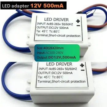 MR16 Mini LED adapteris AC/DC Adapteriai 6W DC 12V 500mA Vairuotojas