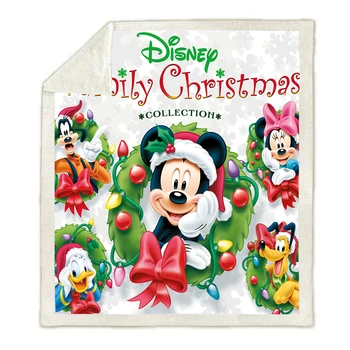 Kalėdų Animacinių filmų Minnie, Mickey Mouse Minkštas Mesti Antklodę Sherpa Pagrindo Vaikams Mergaitės Berniukai Kalėdų Dovaną Sofa-Lova