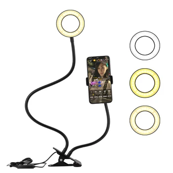 12w Ilgos Rankos Selfie Universalus Laikiklis 48 Led Žiedo Flash Užpildyti Šviesos Ratukas, USB Įrašo Fotoaparato, mobiliojo Telefono Stovas Lempos