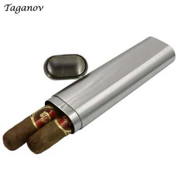 304 Nerūdijančio Plieno Storis Du Cigarų Tube Box Matinio Kelionės Nešiojamų Cigarų Jar Humidoras Turėtojas Priedai vyrų berniukas-geriausia Dovana