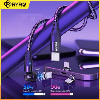 RYRA 60W 3A Magnetinio greito įkrovimo Kabelis USB C C Tipo Kabelis 180+360°Sukimosi Multi-kampas įkrovimo automatinė adsorbcijos kabelis