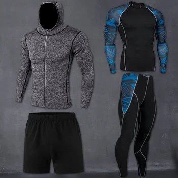 2021 nauji vyriški sportiniai hoodie atsitiktinis vientisos spalvos apsidraudimo veikia 4-piece set vyriški bėgimo sporto kostiumas