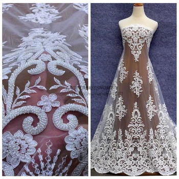 La Belleza Papildyti Off white sunkiųjų duobute blizgančiais vestuvių/vakare/rodyti suknelė nėrinių audinio 51