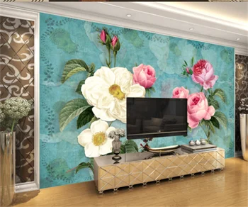 Individualų kambarį miegamojo tapetai, freskos šiuolaikinės Šiaurės šalių naftos tapyba gėlių TV sofos-lovos fone sienų lipdukai papel