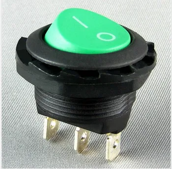 raundas svirtinis jungiklis KCD8 A1 KCD8 12N 6A 3-pin žalią mygtuką