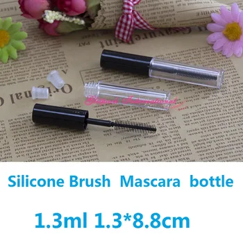 1.3 ml blakstienų tušas tuščias butelis plastiko aišku, kad iki produkto pakuotės, buteliuko su teptukus kosmetikos Ilgų Blakstienų Silikono Brush tool