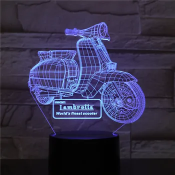 Motociklas Paspirtukas 3D LED Naktinis Apšvietimas RGB 7 Spalvų USB Jutiklinis Nuotolinio Stalo Lempa Namų Šaliai Dekoro Vaikams Kalėdų Dovana Lavos 2334