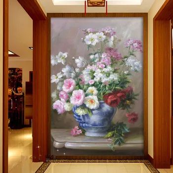 beibehang Šiuolaikinės tapybos tapetai, 3d miegamasis vaza su gėlėmis restoranas, koridorius, viešbučio įėjimo fone sienos popieriaus 3d freskos