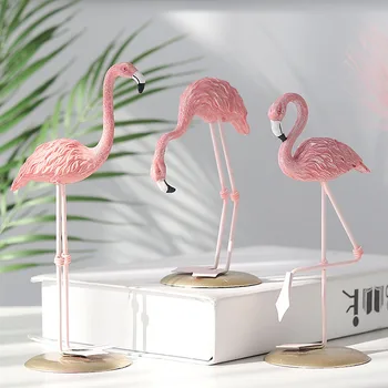Šiaurės stiliaus pink flamingo dervos papuošalų kūrybos namų kambarį 