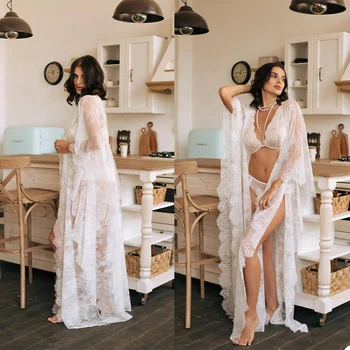 Elegantiškas Moteris, Seksualus Chalatas Lace V-Kaklo, Ilgomis Rankovėmis Užsakymą Nėščia Naktį Suknelė Photoshoot Aukštos Kokybės Pižama