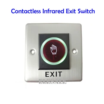 Infraraudonųjų spindulių Exit Mygtuką 86x86mm Ne Touch Bekontaktis Durų atrakinimo Jungiklis Unlock LED Šviesos Patekimo Kontrolės Sistemos, Didmeninė