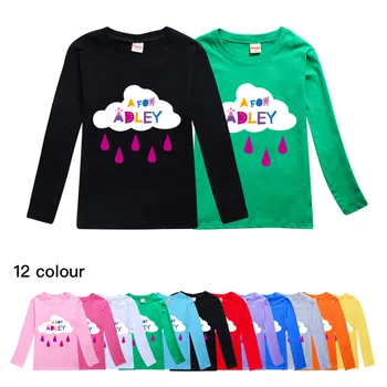 2022 A Adley Vaikai Mergina Pavasarį, Rudenį Long Sleeve T-shirt Palaidinukė Kūdikių Berniukų Animacinių filmų Kailis Viršūnes Striukė Vaikams Drabužių
