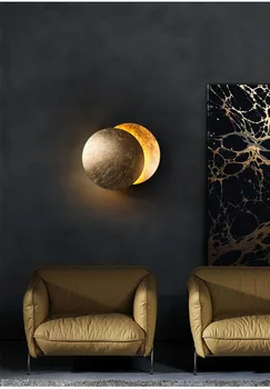 Naktiniai sienos lempos miegamasis imitacija italų dizaineris mėnulio lempos saulės užtemimas Šiaurės, šviesos, prabangus modernaus minimalistinio altoriaus laiptai