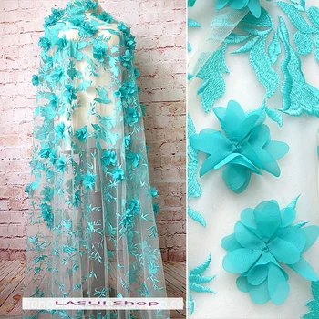 LASUI 2019 NAUJAS 1, laivų statyklos Vestuvių suknelė, sijonas priedai X0543 Elegantiška Žalios derinys mėlynos 3D išsiuvinėti gėlių akių nėrinių audinys