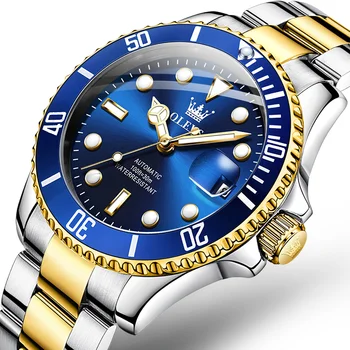 OLEVS top brand watch vyrų nerūdijančio plieno, verslo data, laikrodis atsparus vandeniui šviesos žiūrėti vyriški prabangūs sporto mechaninė žiūrėti